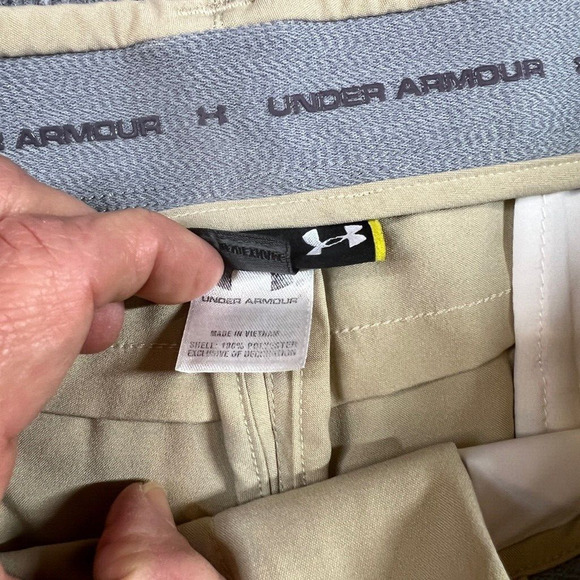 Under Armour Pants Mens 38 Beige Flat Front Moisture Wicking Performance Golf - Picture 8 of 15